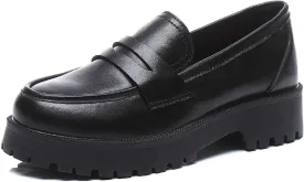 U-lite Women's Classic Simple Mid Heel Oxfords Penny Loafers Comfortable Slip On Dress Shoes