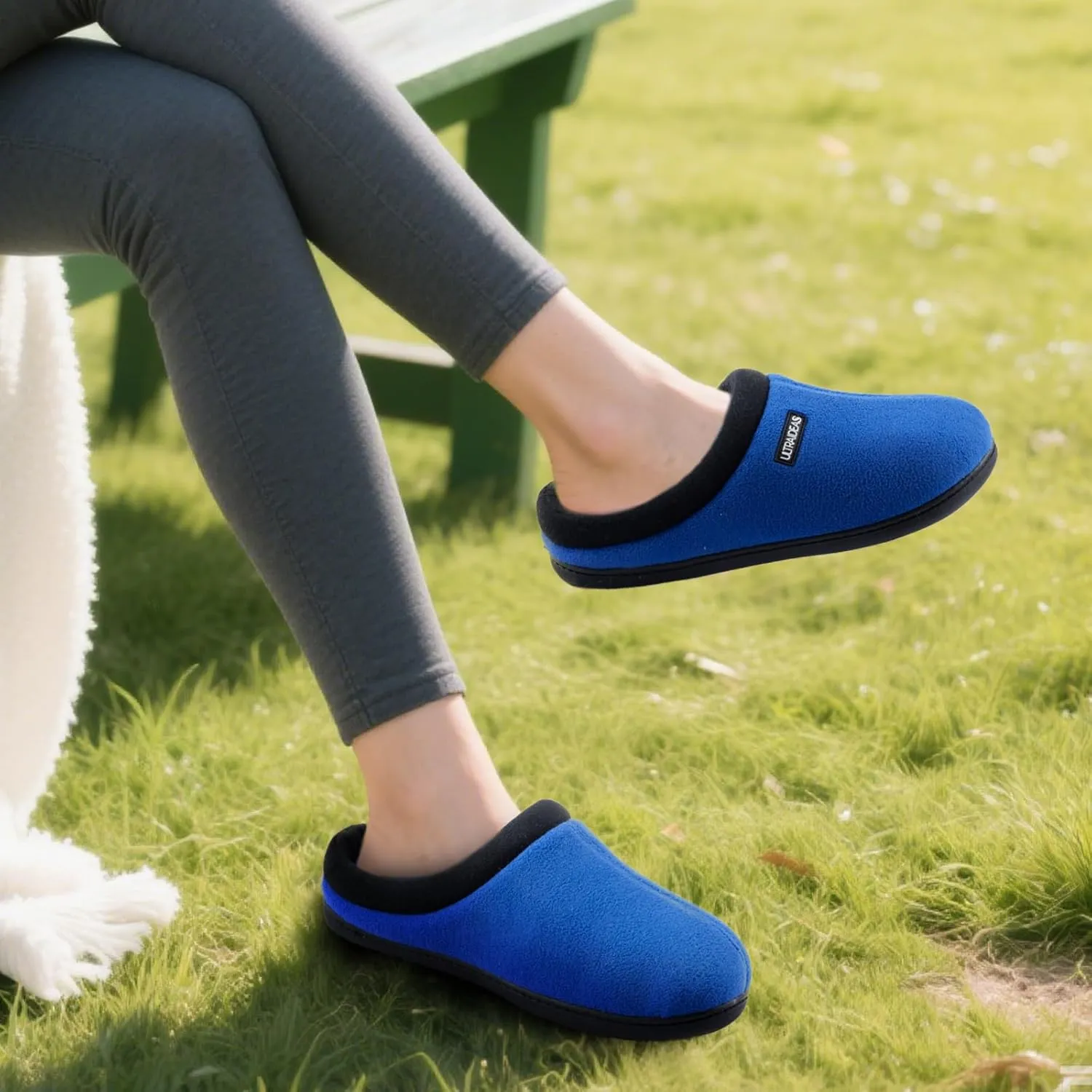 ULTRAIDEAS Women's Cozy Fleece-Lined Memory Foam Slippers with Anti-Slip Rubber Sole for Indoor/Outdoor