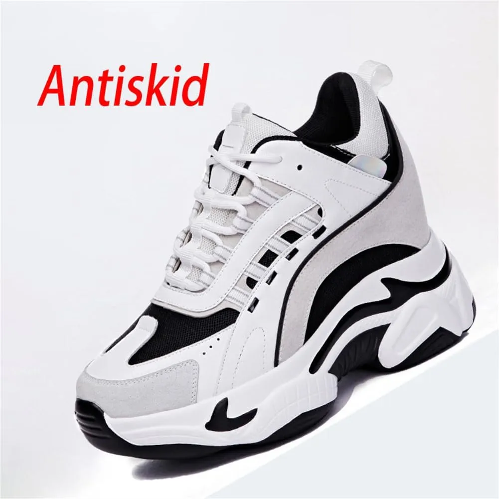 VEACAM Ladies Wedge Sneakers, Non-Slip Lace Up Hidden Sneakers Casual Comfort Inner Heightening Walking Shoes