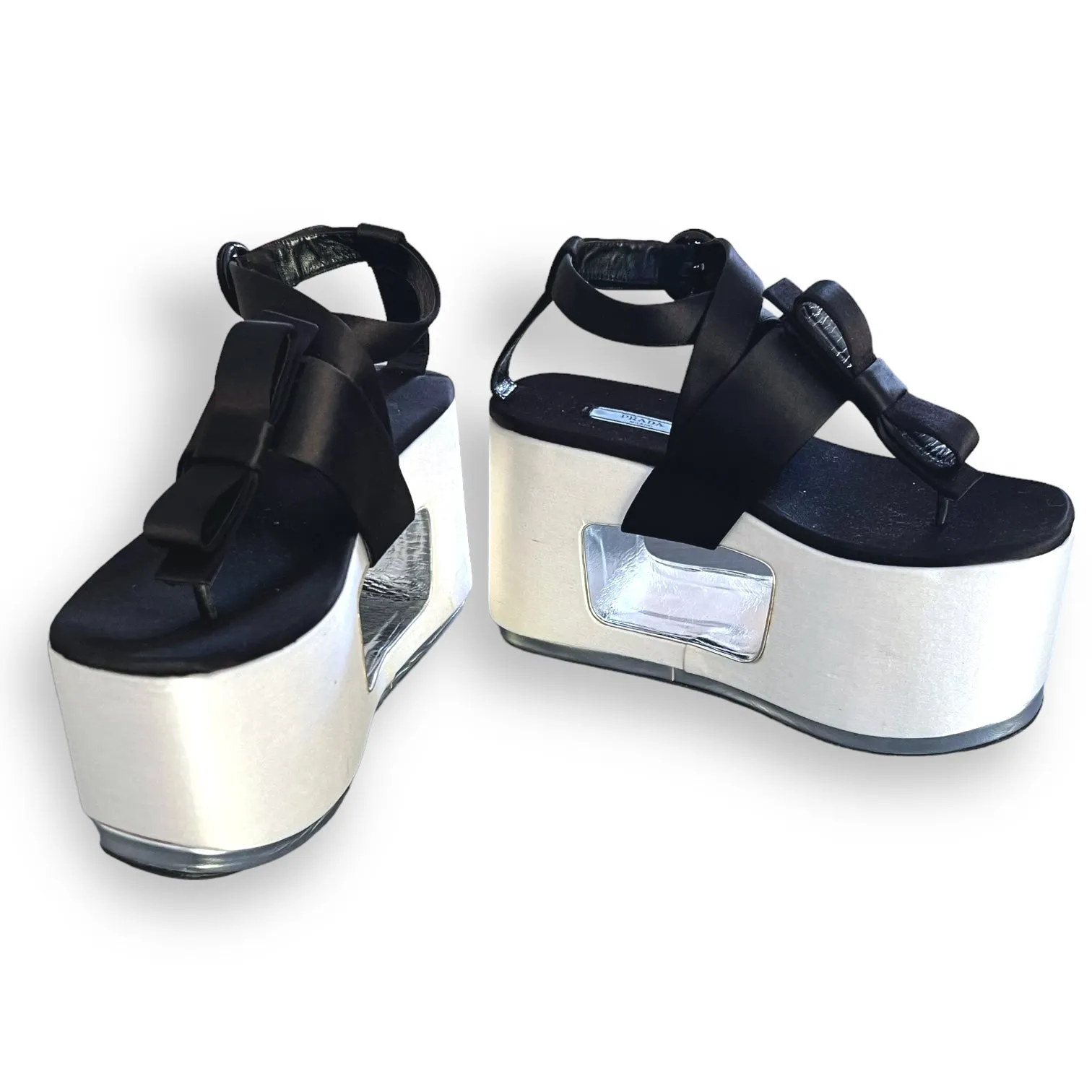 Vintage Prada Platform Sandals with Satin Bow