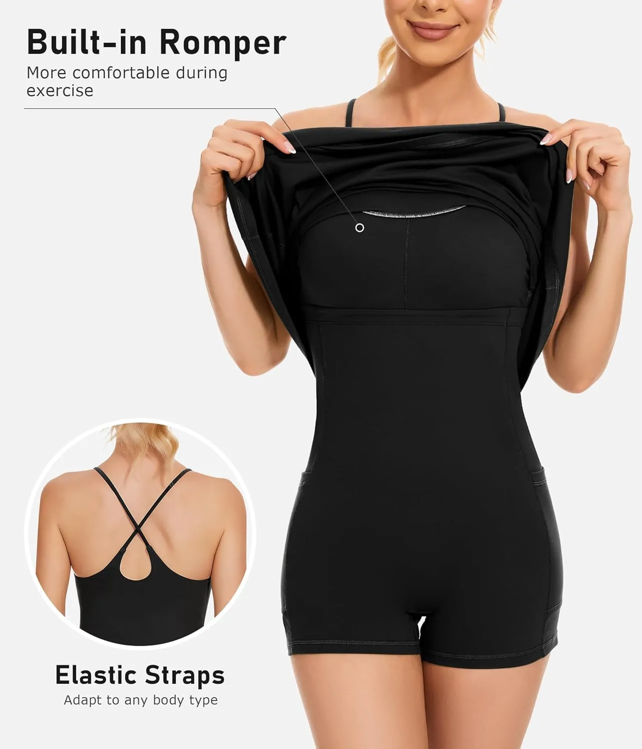 Womens Tennis Dress with Built-in Bra & Shorts Athletic Dress Workout Dress Exercise Dress with Pockets Golf Dress