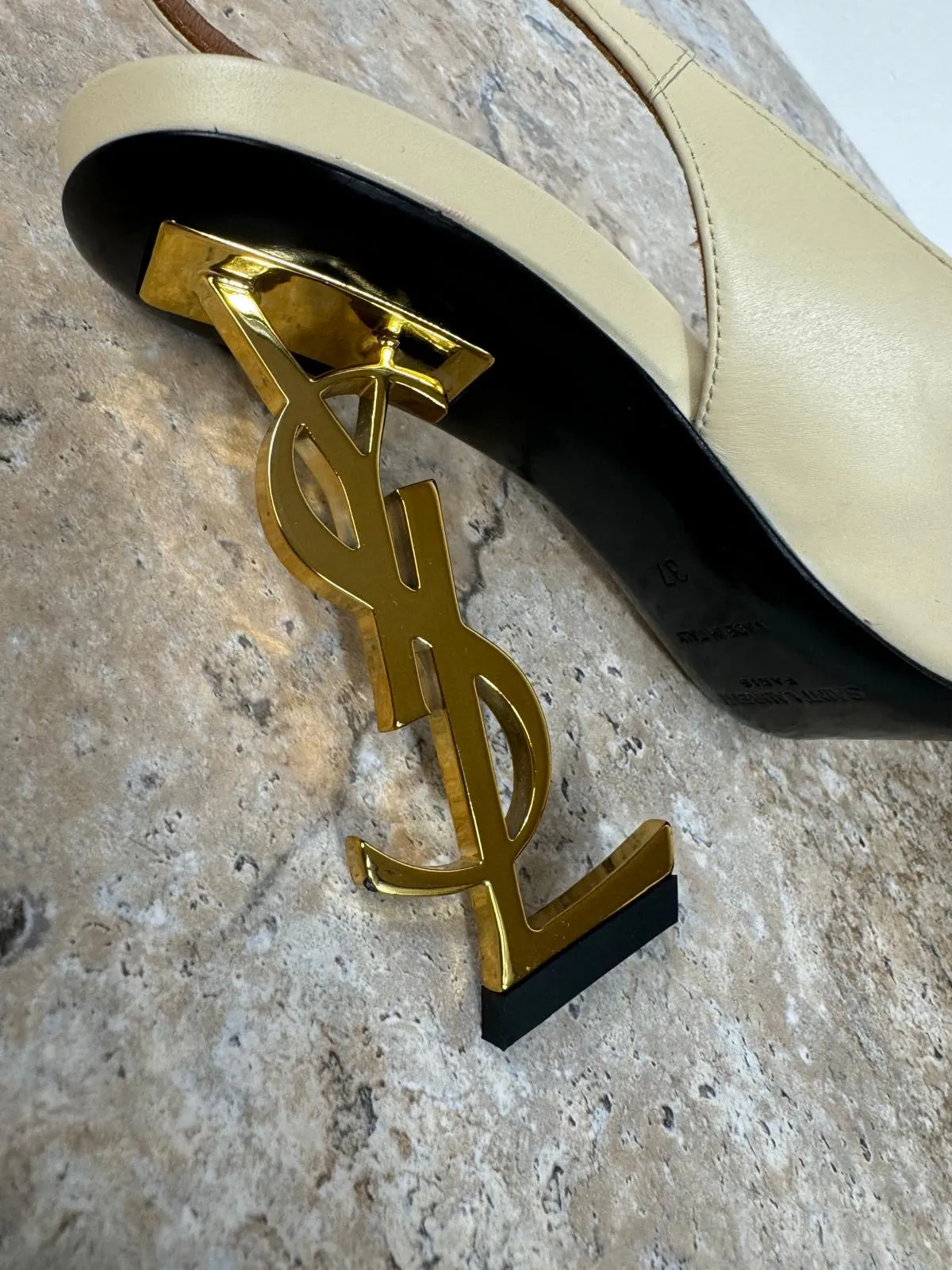 YSL OPYUM POINTED TOE CALFSKIN LEATHER SLINGBACK PUMPS
