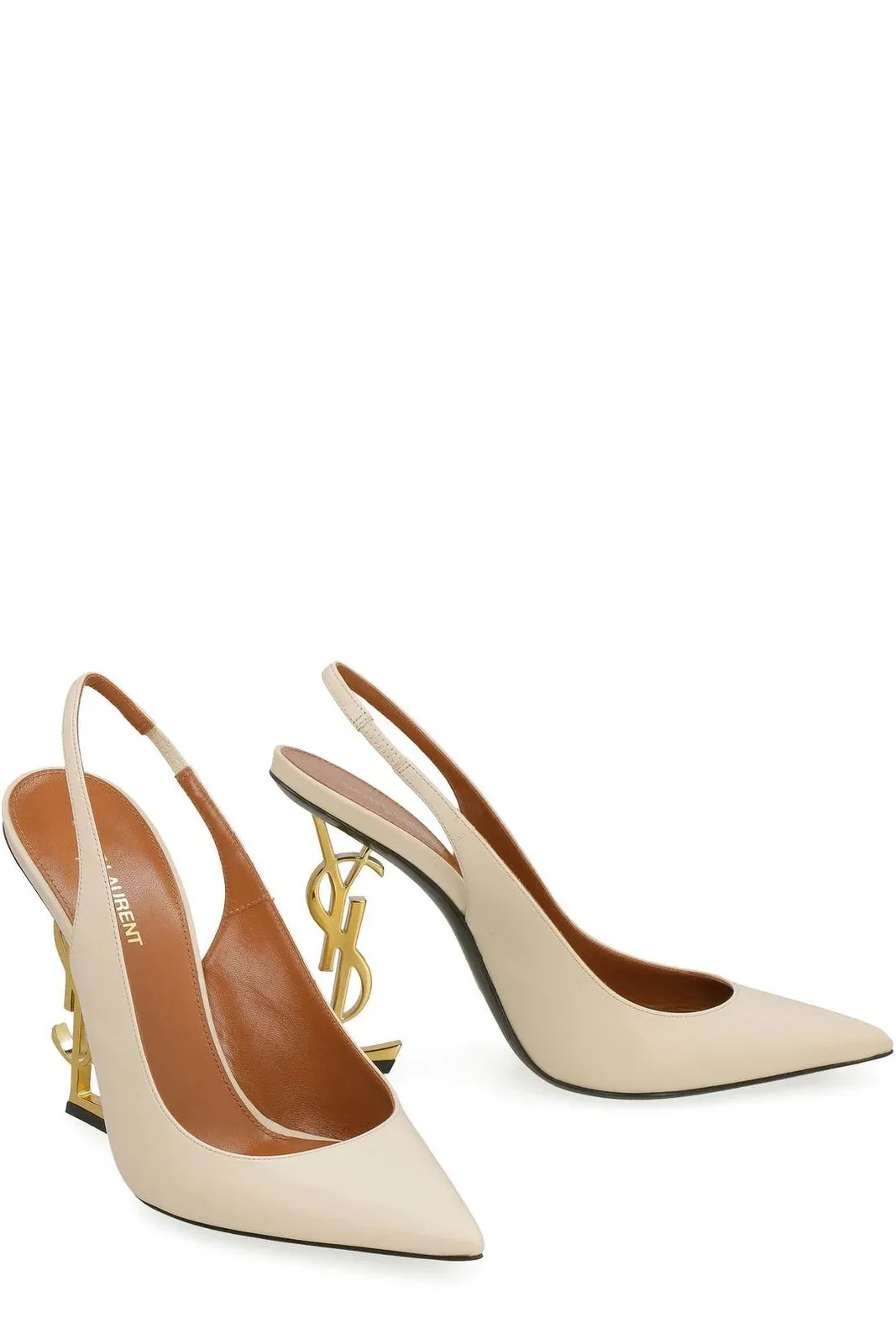 YSL OPYUM POINTED TOE CALFSKIN LEATHER SLINGBACK PUMPS