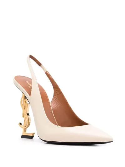 YSL OPYUM POINTED TOE CALFSKIN LEATHER SLINGBACK PUMPS